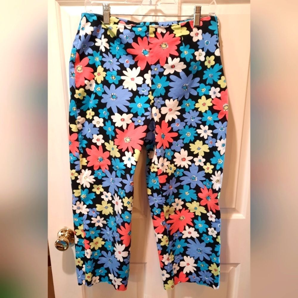 Hanna Andersson Capri Pants Womans 10 Multicolor Floral Preppy Classic Outdoor